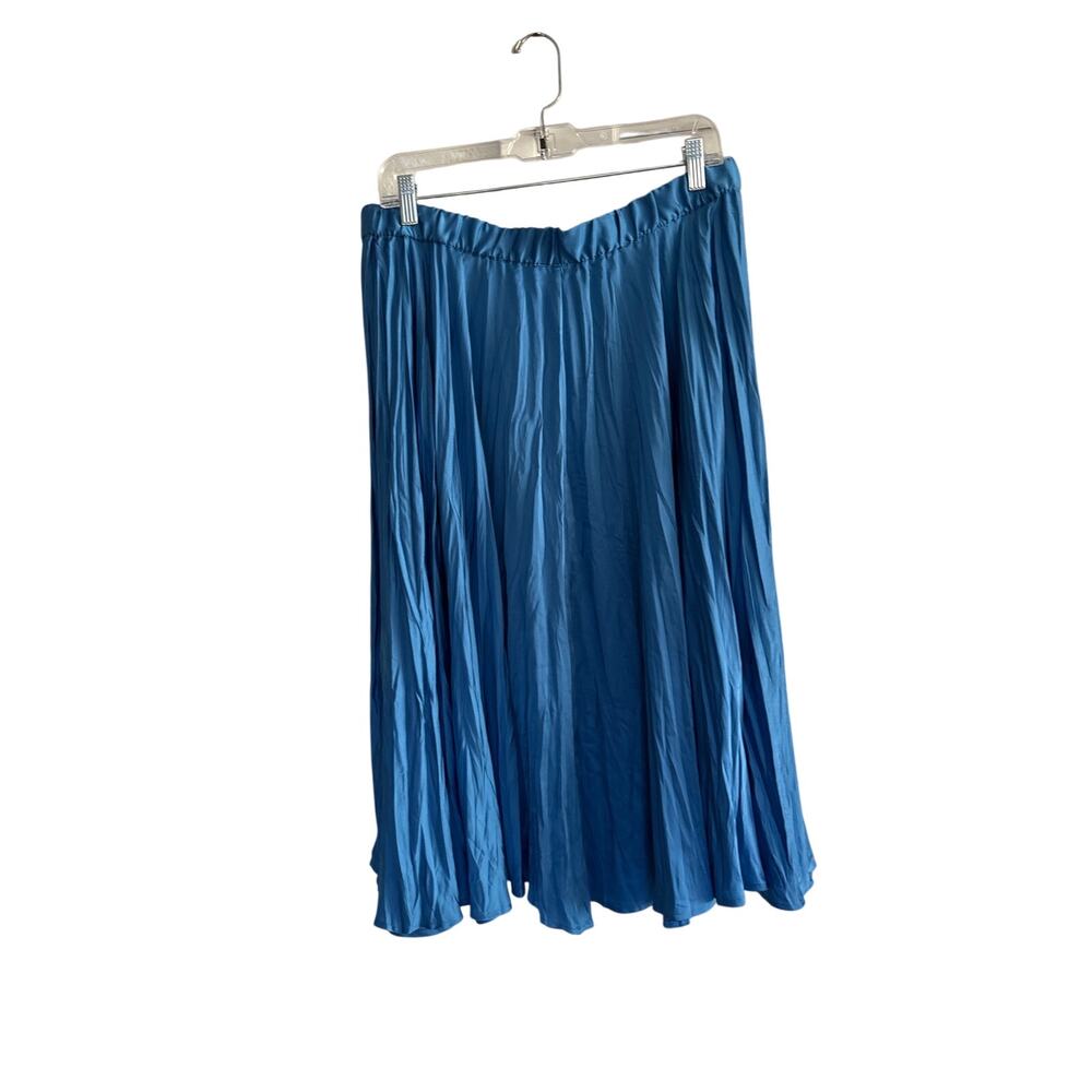 J.Jill Cobalt Blue Accordion Pleated Satin Midi Skirt M - Picture 7 of 7